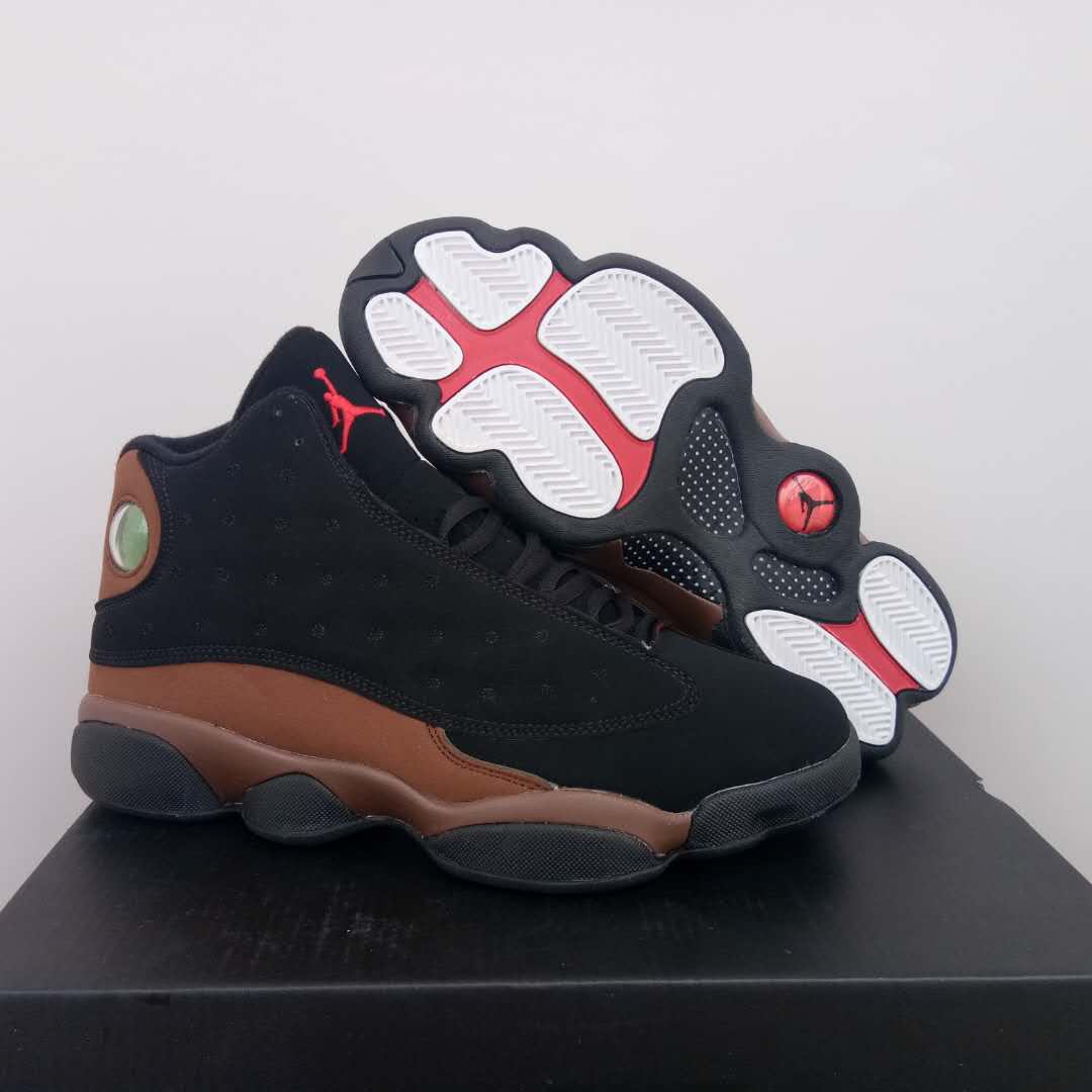 New Air Jordan 13 Retro Black Tan Red Shoes